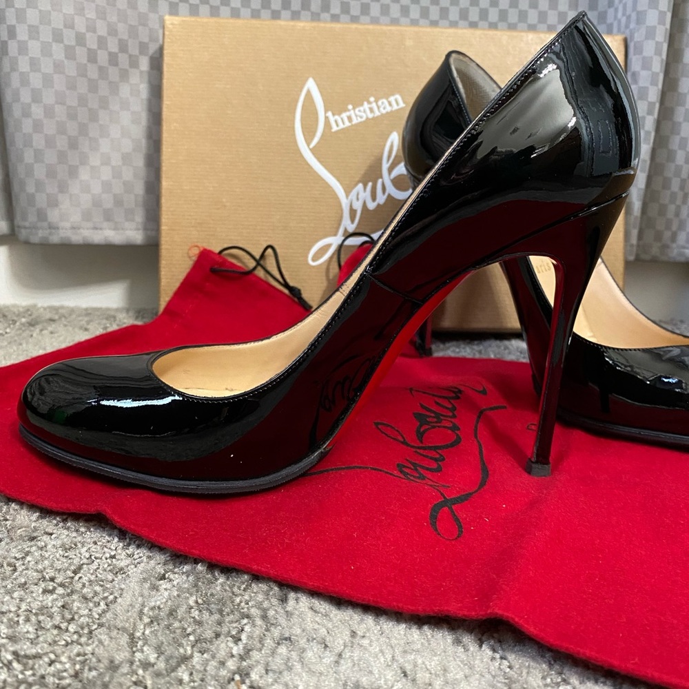 Christian Louboutin FIFi 100mm black paten leather pumps